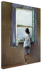 Quadro Moderno Arredamento Dalì Ragazza alla finestra Arte Arredo Stampa su Tela
