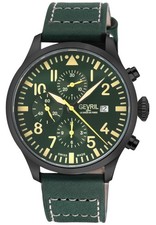 Orologio Gevril Uomo 47104-1 Vaughn Chrono Pilot Svizzero Automatico Movimento ETA 7750