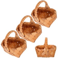  4 Pezzi Cesto Legno Tessuto Cesti Vuoti Vimini per Regali Mini Bomboniera Festa