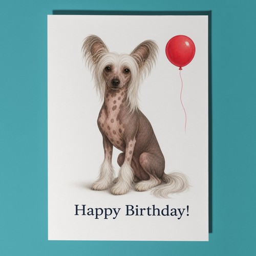 Biglietto auguri cane crestato - auguri,