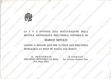 Inaugurazione Mostra Antologica Opera MARCO NOVATI Venezia biglietto d'invito