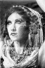 RAGAZZA ZINGARA GIPSY GITANA VISO Disegno Originale Matita Grafite 24x33 cm