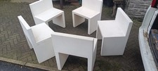 SLIDE set da 5 sedie BIANCHE ANGOLO RETTO per interni ed esterni in polietilene