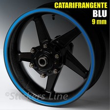 Nastro adesivi strisce ruote catarifrangenti BLU riflettente 9mm cerchi moto