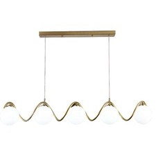 Lampadario a sospensione moderno da soffitto con 5 sfere in vetro bianco per G9