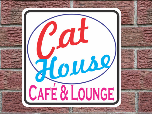Insegna metallo cat house - metallo,