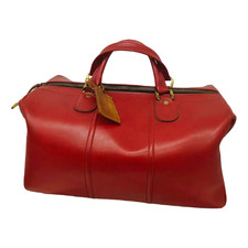 Borsa viaggio vintage pelle rossa uomo donna borsone valigia weekend anni 70