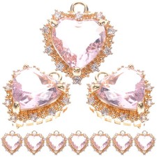  10 Pezzi Ciondolo Cuore Vetro