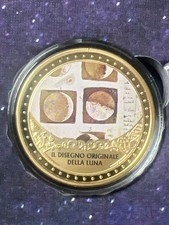 Medaglia Galileo Galilei-IL Disegno Originale Della Luna-33 mm placcata oro proof