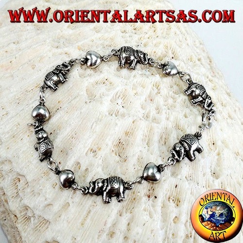 Bracciale elefanti cuori - bracciale,