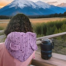 Cappello Scaldacollo fatto a mano,  In lana Soffice, Cappuccio  lana uncinetto