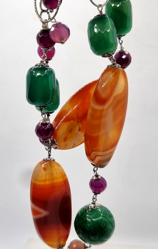 Argento pietre dure collana - e,