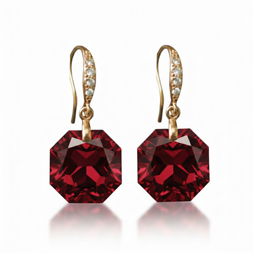 Orecchino granato rosso pietra