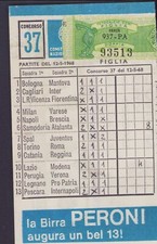 TOTOCALCIO schedina n. 37 del 12/5/1968 giocata