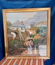 Grande Dipinto Olio Su Tela Antonio Pecoraro Pastore Con Gregge Con Cornice