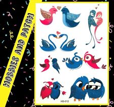 temporary tattoo birds blue pink swan tatuaggi temporanei animali stickers gufi