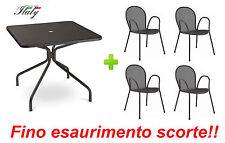 TAVOLO ESTERNO CAMBI 802 90x90 CM FERRO ANTICO + 4 POLTRONE RONDA EMU MADE ITALY