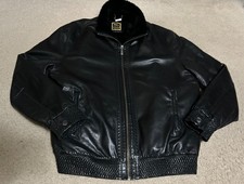 GIACCA uomo ZILLI pelle foderata pelliccia nera, 2XL, taglia 58 zip UOMO (##HA STRAPPI)