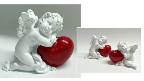Statua angelo con cuore rosso - statua,