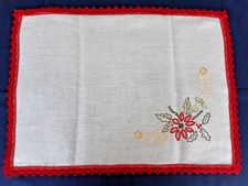 Tovaglia Tovaglietta Centrotavola di Natale Ricamata in tessuto di Lino Nuova