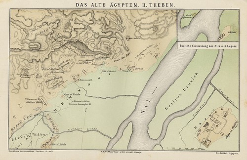 Antica mappa storica - antica, tebe