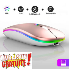 Souris Gaming Sans Fil RGB DPI Bluetooth 5.2 Rechargeable PC Gamer Silencieuse