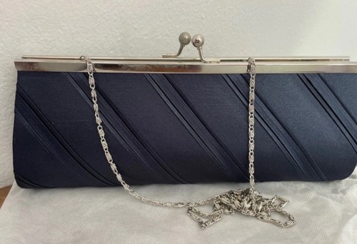 Pochette sera blu satinata - pochette,