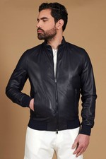 D'Arienzo Bomber Pelle Blu
