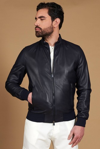 Arienzo bomber pelle blu - d'arienzo,
