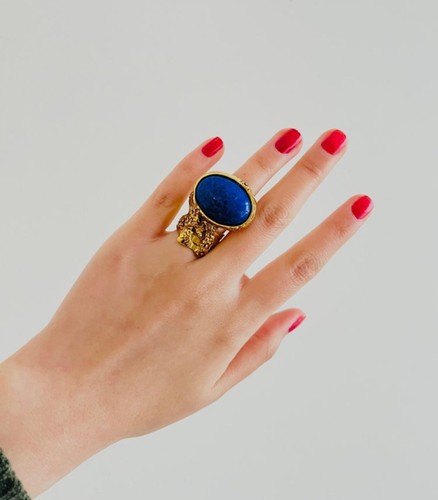Bague arty style lapis bleu - bague,