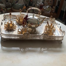 Set da tè piatto argento con