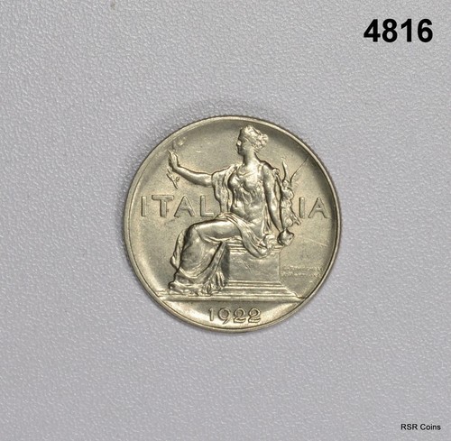 Uncirculated 1922 italy lira - r,