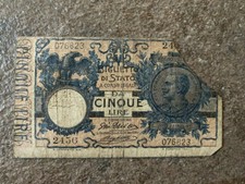 ITALIA BANCONOTA BIGLIETTO DI STATO 5 LIRE 1911 DS