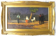 Renato NATALI (Livorno 1883-1979) RONDA di NOTTE olio su tavola 33x61 ANNO 1940