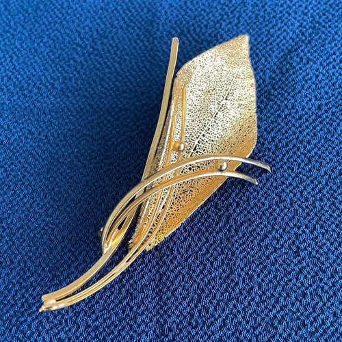 Spilla vintage foglia oro