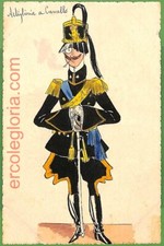ah1744 - CARTOLINA EPOCA dipinta a MANO - Costume Militare ARTIGLIERIA CAVALLO