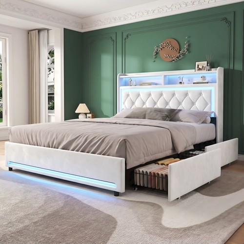 Letto imbottito con cassetti - imbottito,