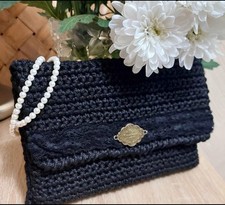 Clutch Borsa Copertina Custodia Borsetta Fatta a Mano Cotone 22x15Cm Colore Nero