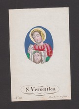 S. Veronica - W. Hoffman, Praga - colorata a mano - immagine devozionale - immagine sacra D062