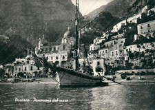 1959 POSITANO Panorama sul mare Veliero Nave Salerno Cartolina