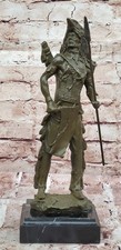 Dettagliato Native Capo Bronzo Statua Scultura Firmato Russell Tradizionale