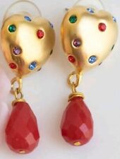 Stupendi Orecchini Radice Rubino Placcati Oro 22 Kt