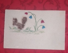 9241 CARTOLINA FIORI CON PANNO LENCI  NON VIAGGIATA