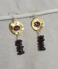 ORECCHINI PENDENTI GRANATO NATURALE PLACCATI ORO 23KT BY EMERALDESIRE GIOIELLI