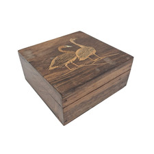 SCATOLA COFANETTO di gioielli in Legno e Tarsia ARTIGIANALE etnica coloniale 900