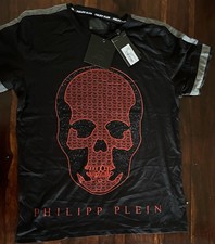 T-shirt Philipp Plein teschio amplificato con strass taglia 3xl nero-rosso-grigio