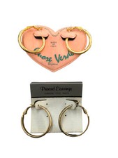 2 PAIA ORECCHINI CERCHI IN METALLO CM 3 BIGIOTTERIA ACCESSORI VINTAGE ANNI 70/90