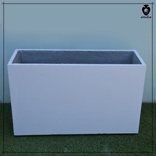 Fioriera rettangolare in cemento bianco alta per piante da esterno  100 80 cm