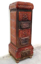 STUPENDA STUFA A LEGNA IN MAIOLICA TERRACOTTA SMALTATA PRIMO NOVECENTO