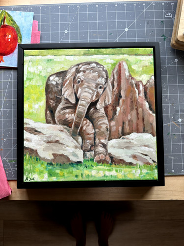Quadro olio originale elefante